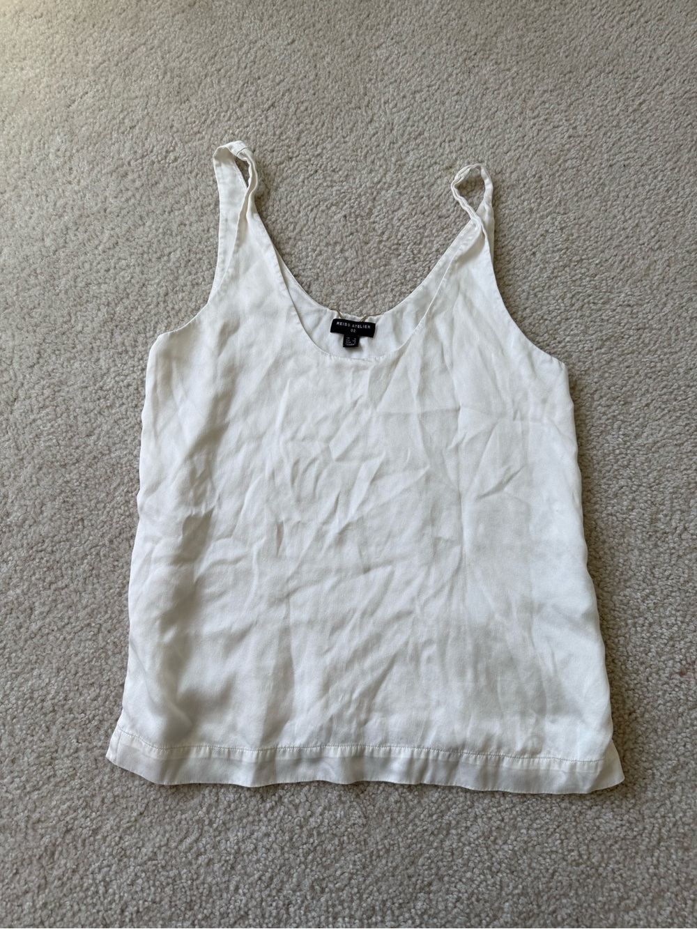 Reiss Cream 100% Silk Scoop Neck Camisole with Gold Detail